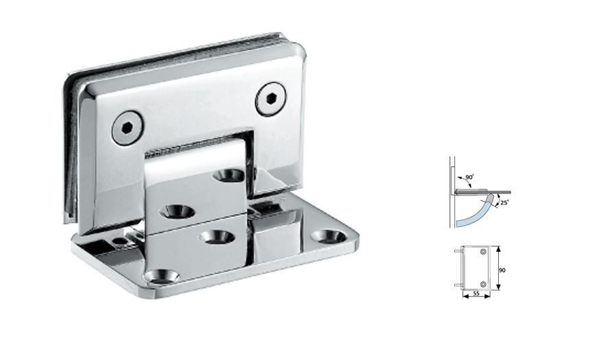 Glass Shower Hinge,Chamfer Edge 0°,Wall To Glass,One way
